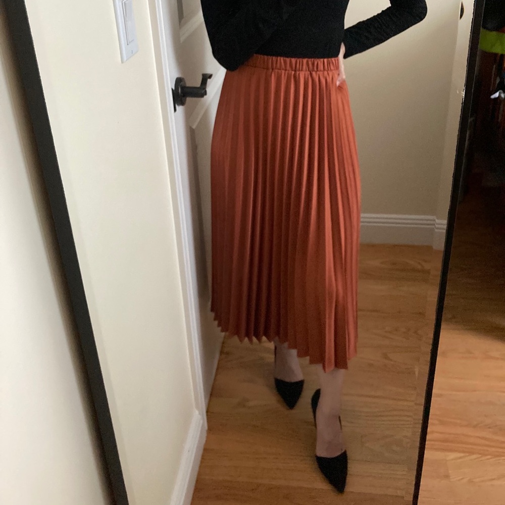 Pleated burnt orange skirt